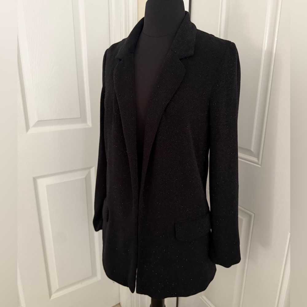 $249 ALL SAINTS ‘Aleida’ Black Shimmer Blazer Jacket Sz US 2